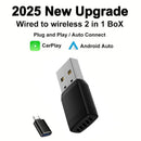 2 in 1 Wired to Wireless Car CarPlay Adapter Android Auto AI Box Play & Plug for OEM Wired CarPlay AA Navigation System