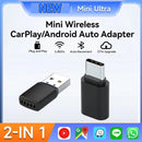 2 in 1 Wired to Wireless Car CarPlay Adapter Android Auto AI Box Play & Plug for OEM Wired CarPlay AA Navigation System