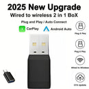 2 in 1 Wired to Wireless Car CarPlay Adapter Android Auto AI Box Play & Plug for OEM Wired CarPlay AA Navigation System