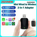 QueenDer Wireless CarPlay Android 2-in-1 Auto Adapter - Smart Box USB Plug & Play Car Gadget